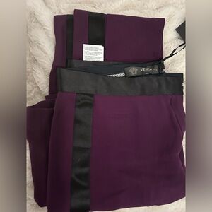BNWT Gianni Versace Made in Italy Rich Purple/Black Dress Pant Sz 40 $995